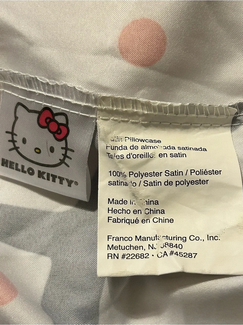 Hello Kitty White Pillowcases with Red Bow and Polka Dots